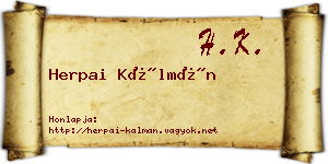 Herpai Kálmán névjegykártya