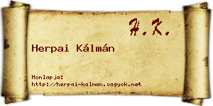 Herpai Kálmán névjegykártya